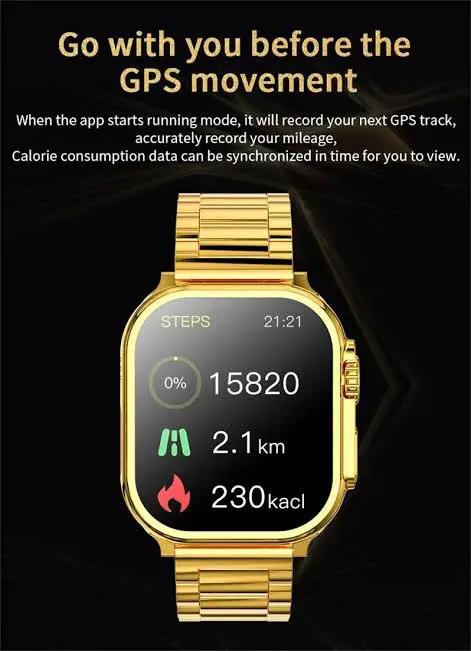 C9 Ultra Max Gold Edition Color Smartwatch 2.1 Inch Screen WITH Hryfine APP - Image 3
