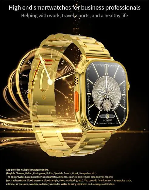 C9 Ultra Max Gold Edition Color Smartwatch 2.1 Inch Screen WITH Hryfine APP - Image 2