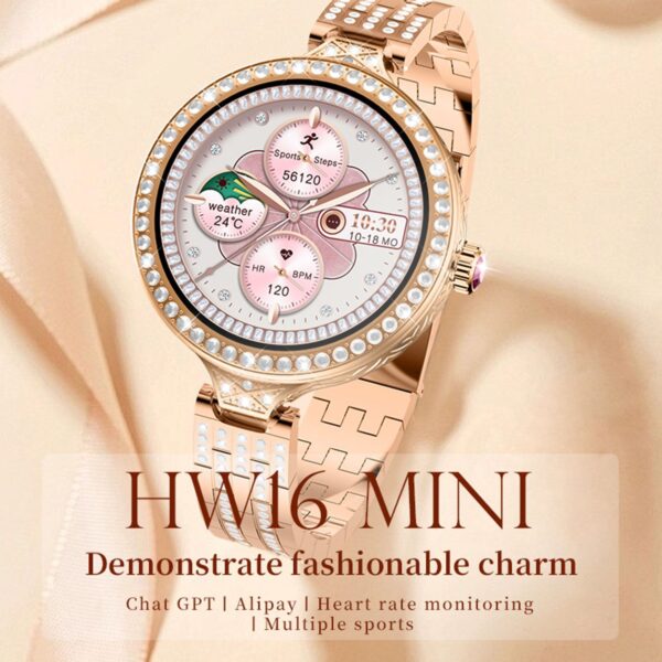 Hw16-chatgpt Long Battery Life 1.27 Inch Display Mini Smartwatch For Women, Nfc, Bt Call, Voice Assistant, With Wearfit Pro App