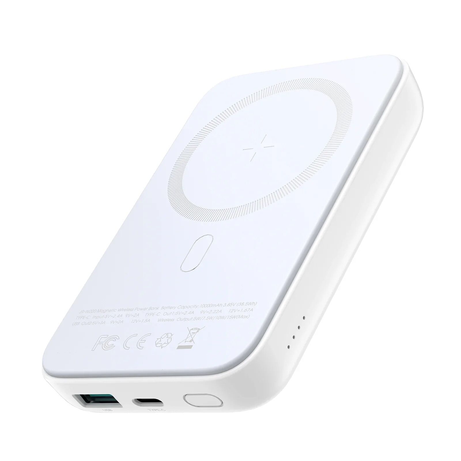 JOYROOM JR-W020 Magnetic Wired + Wireless 2-In-1 Design Wireless Power Bank 10000MAH
