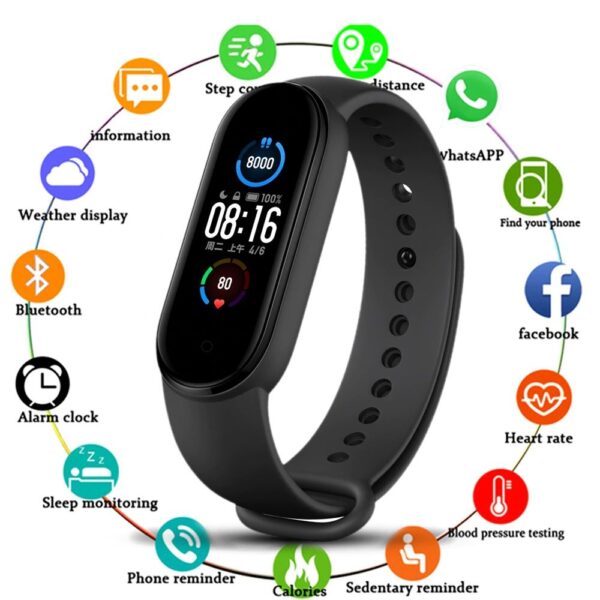New M5 Band Sport Wristband Blood Pressure Monitor Heart Rate For Android And Ios With Fitpro App