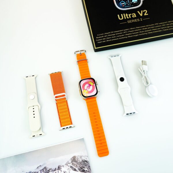 ULTRA V2 NEW FASHION 2.2 LARGE SCREEN WITH 4 STRAPS SMART WATCH WITH WearFit Pro APP