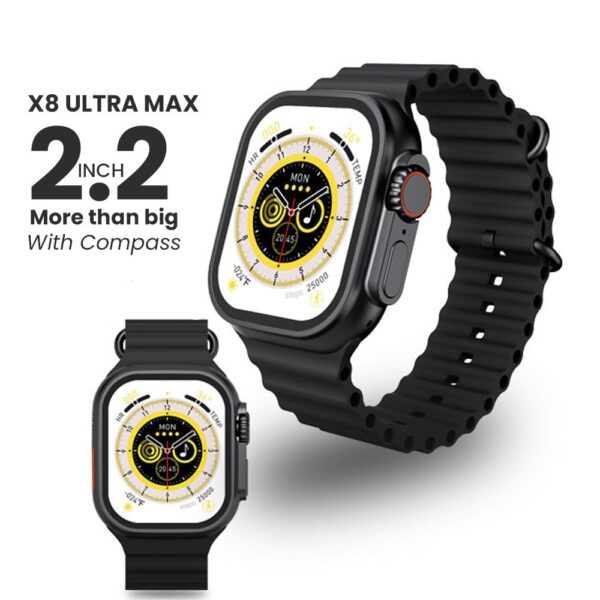 X8 ULTRA MAX 2.2 INCH WITH COMPASS SMART WATCH SERIES 8 NFC ALWAYS-ON DISPLAY & WIRELESS CHARGING WITH WEARFIT PRO APP
