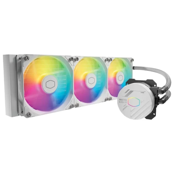Cooler Master MasterLiquid 360L Core White MLW-D36M-A18PZ-RW, 360mm Close-Loop AIO Liquid Cooler, ARGB Sync, Gen S Coldplate Pump, 120mm PWM, CryoFuze 14W/Mk, AMD Ryzen AM5/AM4, Intel LGA1700/1200