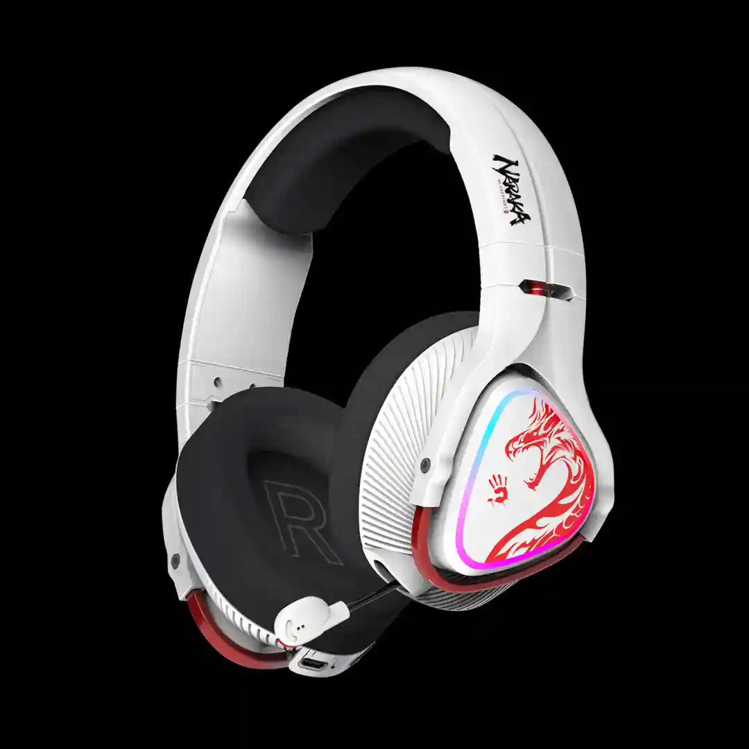 Bloody MR720 Bluetooth + 2.4GHz + Wired Multi-Mode Connection RGB Gaming Headphone, Naraka & Black 2 Bloody MR720 Bluetooth + 2.4GHz + Wired Multi-Mode Connection RGB Gaming Headphone, Naraka & Black - Image 2